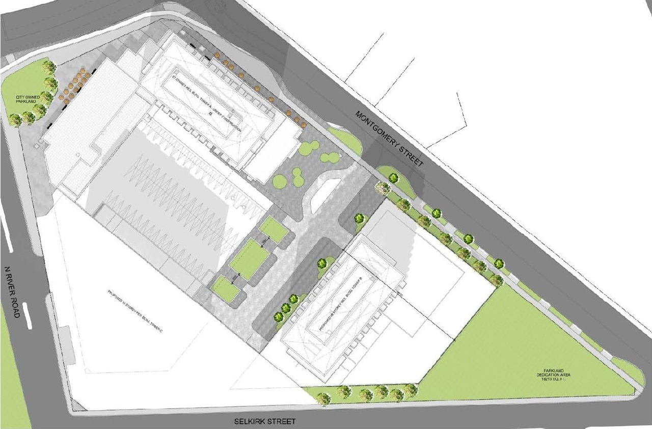 Construction site plan for project from page 6 of the file '2023-06-14 - Planning Rationale and Design Brief -D07-12-23-0087'