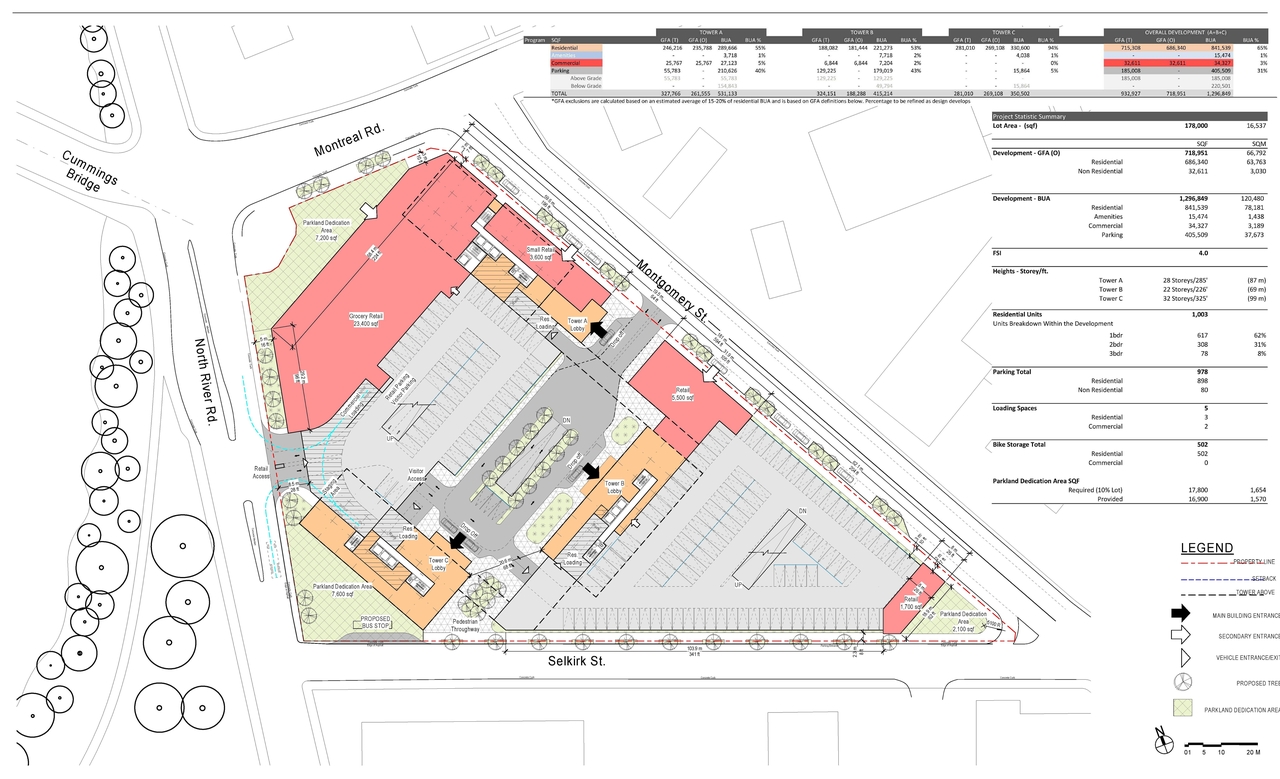 Construction site plan for project from page 2 of the file '2023-06-21 - Planning Rationale & Design Brief - D07-12-23-0087'