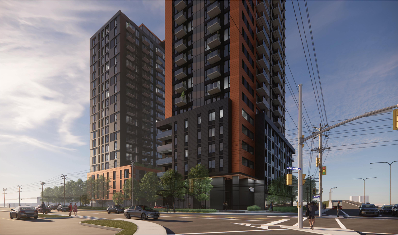 Rendering of building from page 12 of the file '2024-07-23 - UDRP Design Brief - D07-12-23-0088'