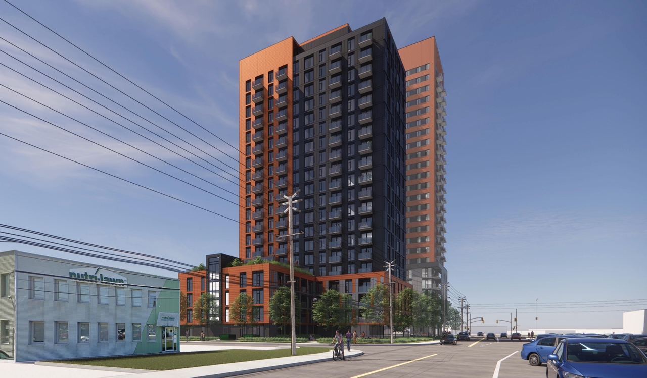 Rendering of building from page 14 of the file '2024-07-23 - UDRP Design Brief - D07-12-23-0088'