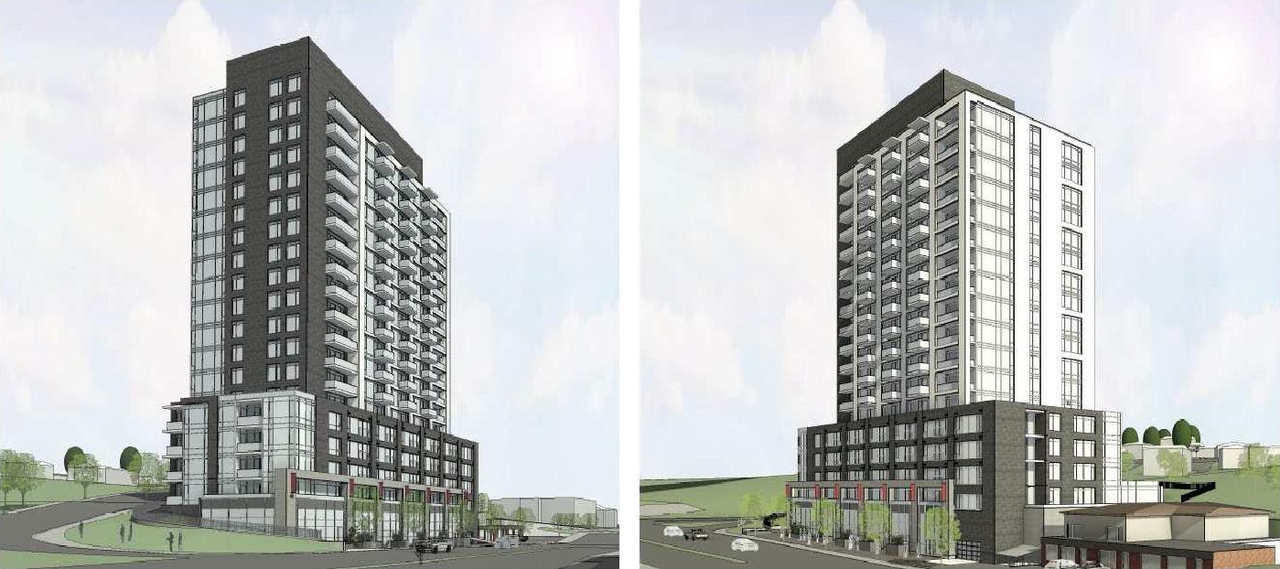 Rendering of building from page 4 of the file '2023-06-15 - Planning Rationale and Design Brief -D07-12-23-0090'