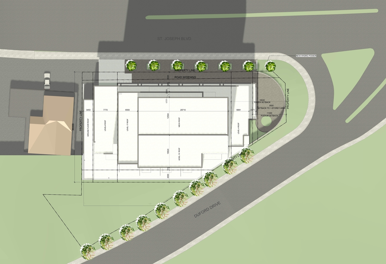 Construction site plan for project from page 2 of the file '2023-06-15 - Context, Site, Floor, Elevation, Sections, 3D Views, Sunshade, Plans - D07-12-23-009'
