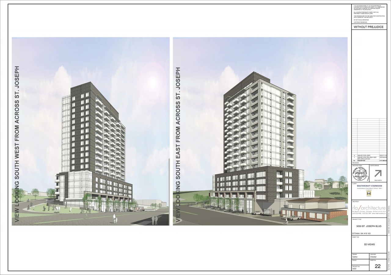 Rendering of building from page 23 of the file '2024-03-19 - Urban Design Review Panel Slide Deck -D07-12-23-0090'