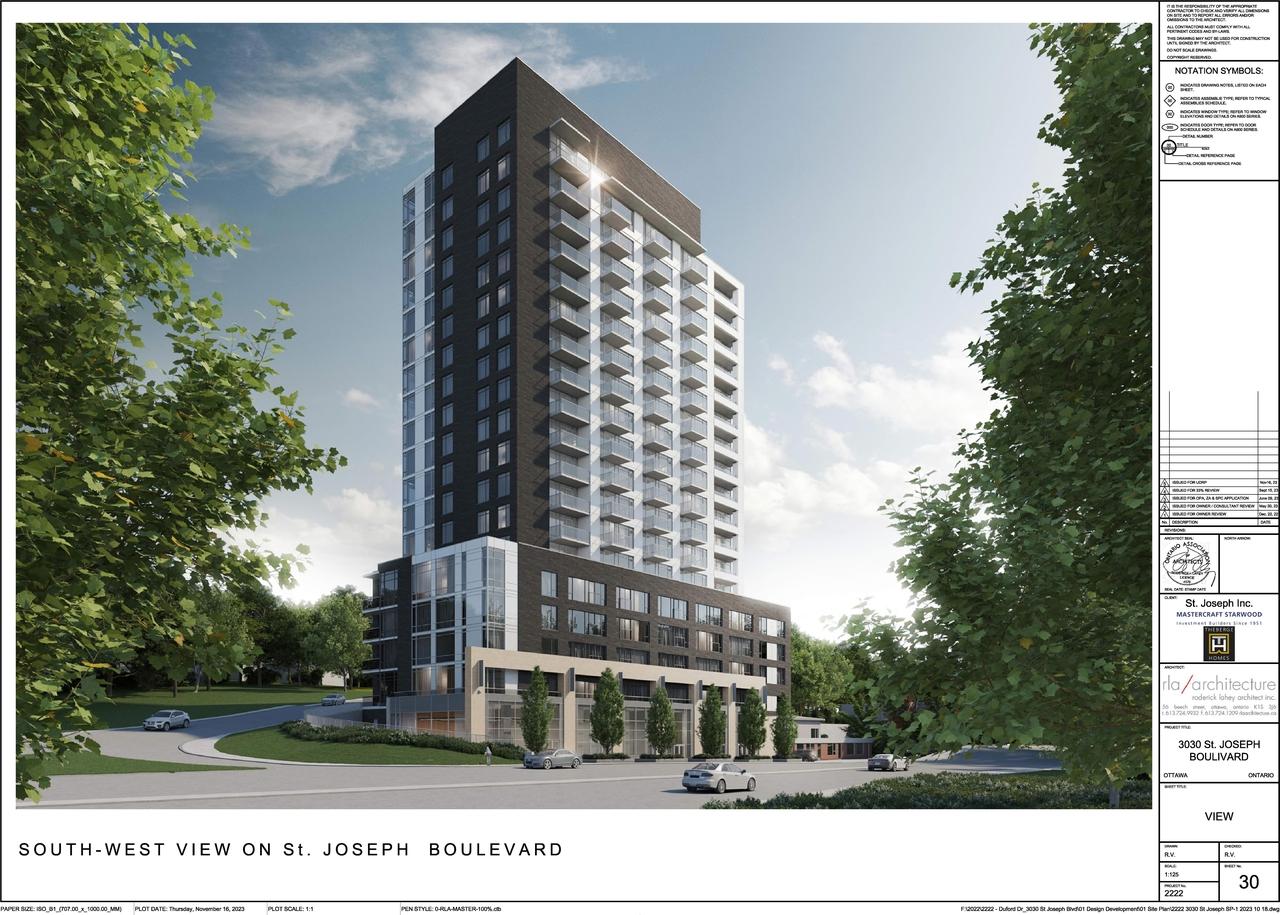 Rendering of building from page 31 of the file '2024-03-19 - Urban Design Review Panel Slide Deck -D07-12-23-0090'