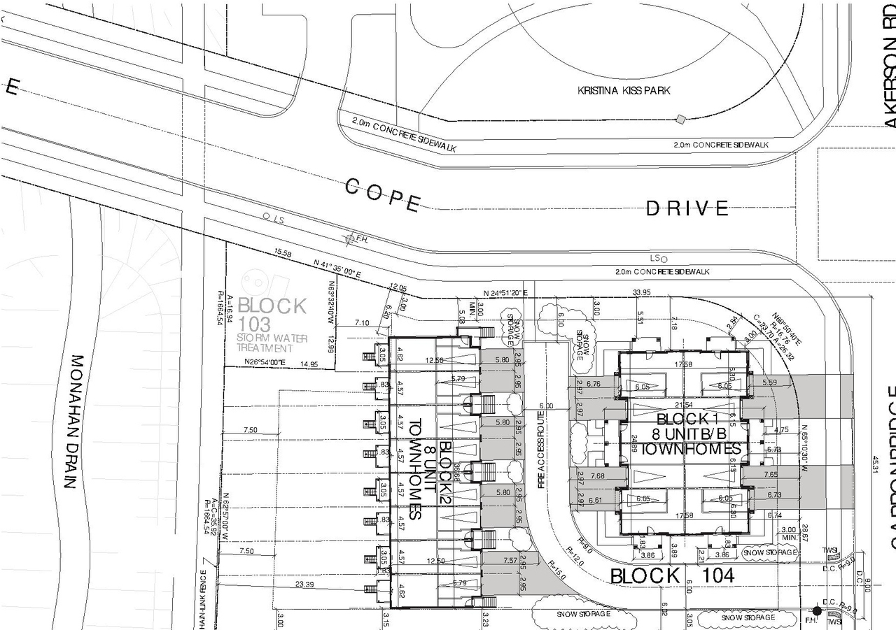 Construction site plan for project from page 3 of the file '2023-07-14 - Design Brief - D07-12-23-0099'
