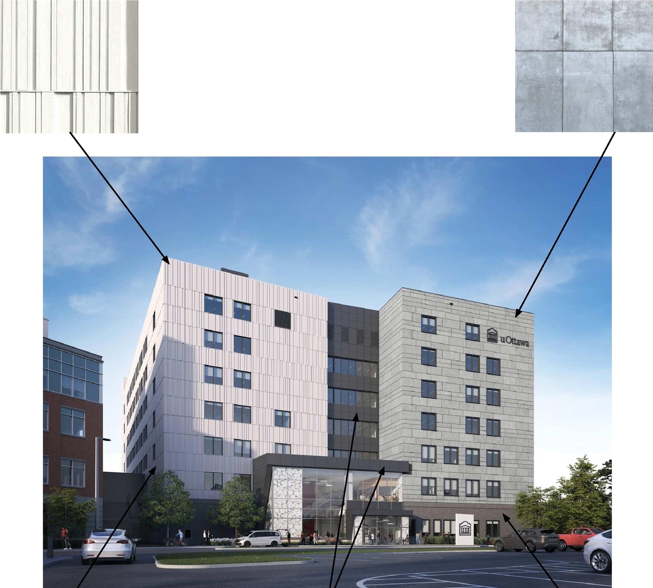 Rendering of building from page 37 of the file '2024-04-20 - Urban Design Brief - D07-12-24-0021'