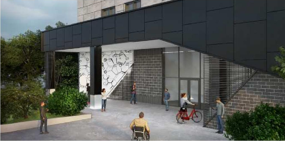 Rendering of building from page 38 of the file '2024-04-20 - Urban Design Brief - D07-12-24-0021'