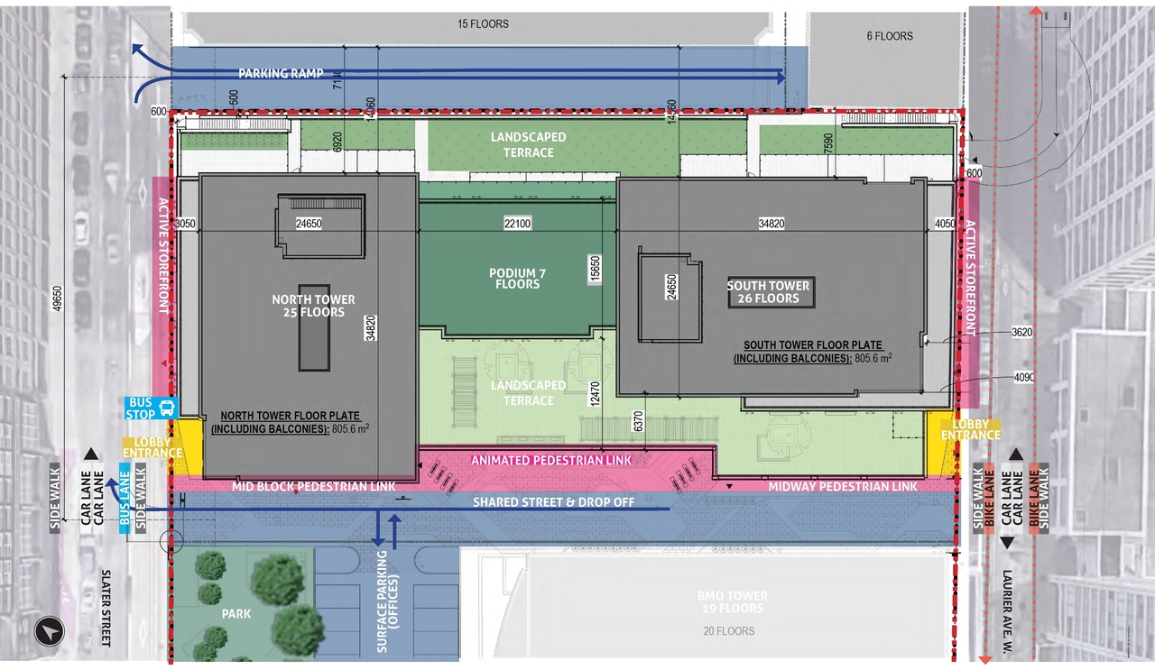 Construction site plan for project from page 29 of the file '2024-05-09 - UDRP report - D07-12-24-0026'