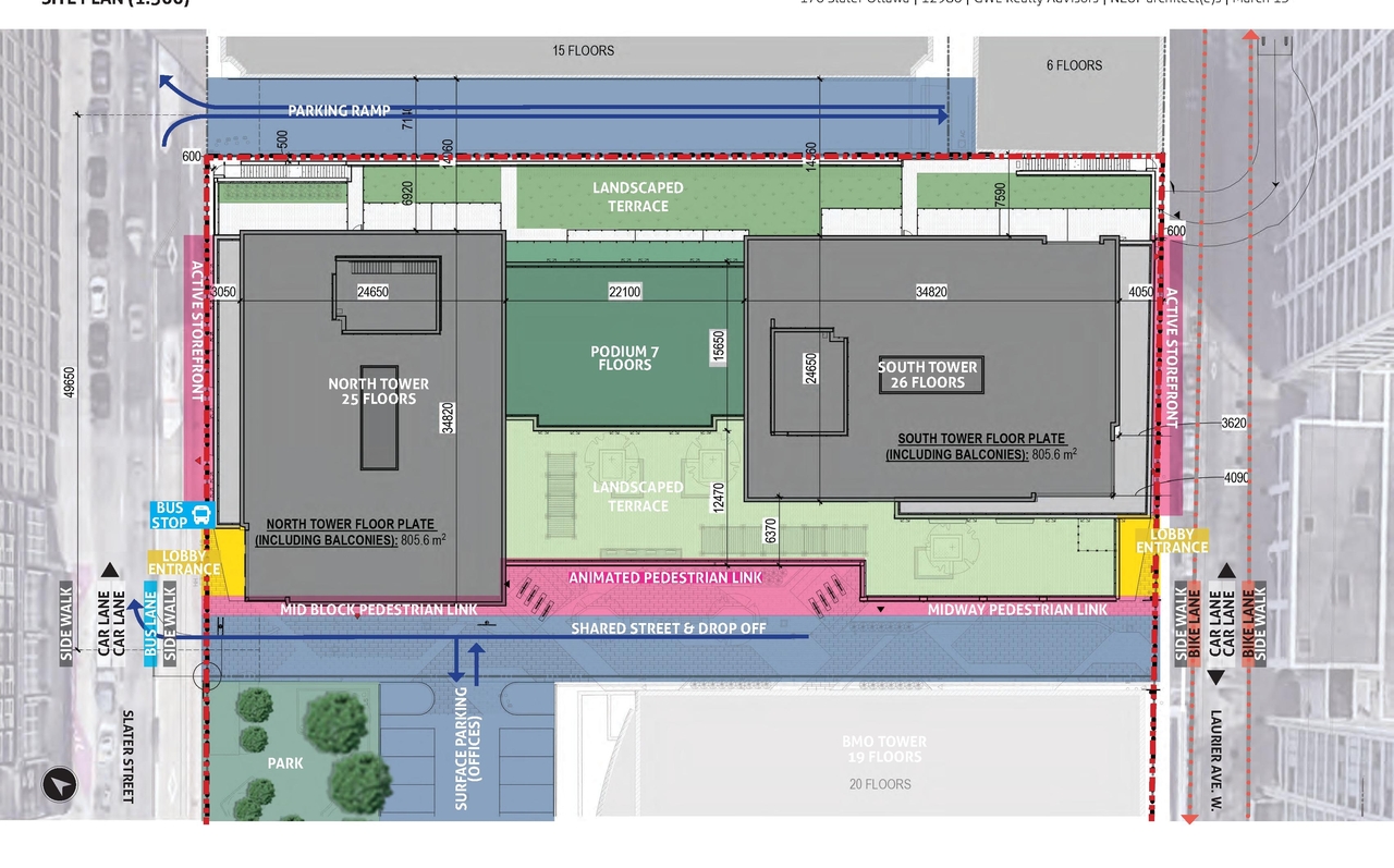 Construction site plan for project from page 29 of the file '2024-05-09 - UDRP report - D07-12-24-0026'