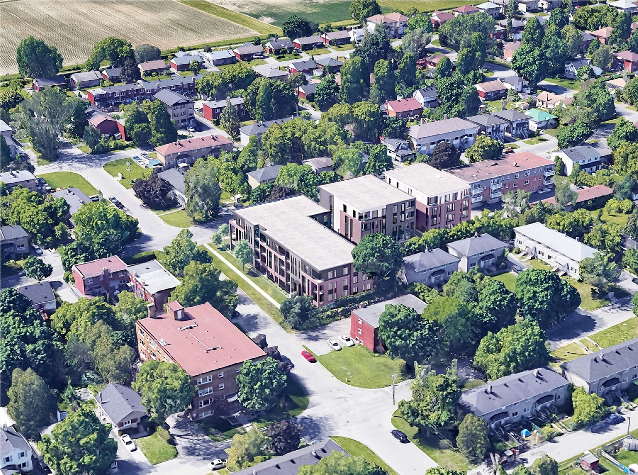 Rendering of building from page 7 of the file '2025-02-11 - Design Brief - D02-02-24-0041 and D07-12-24-0037'