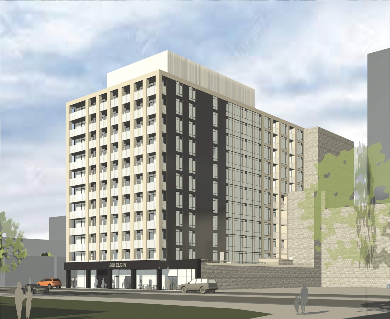 Rendering of building from page 4 of the file '2024-08-13 - Floor Plans and Elevations - D07-12-24-0044'