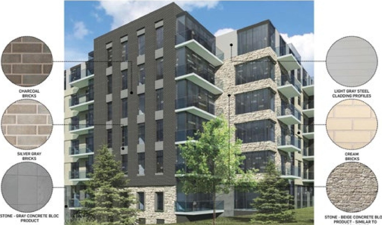 Rendering of building from page 28 of the file '2024-06-26 - Urban Design Brief - D07-12-24-0045'