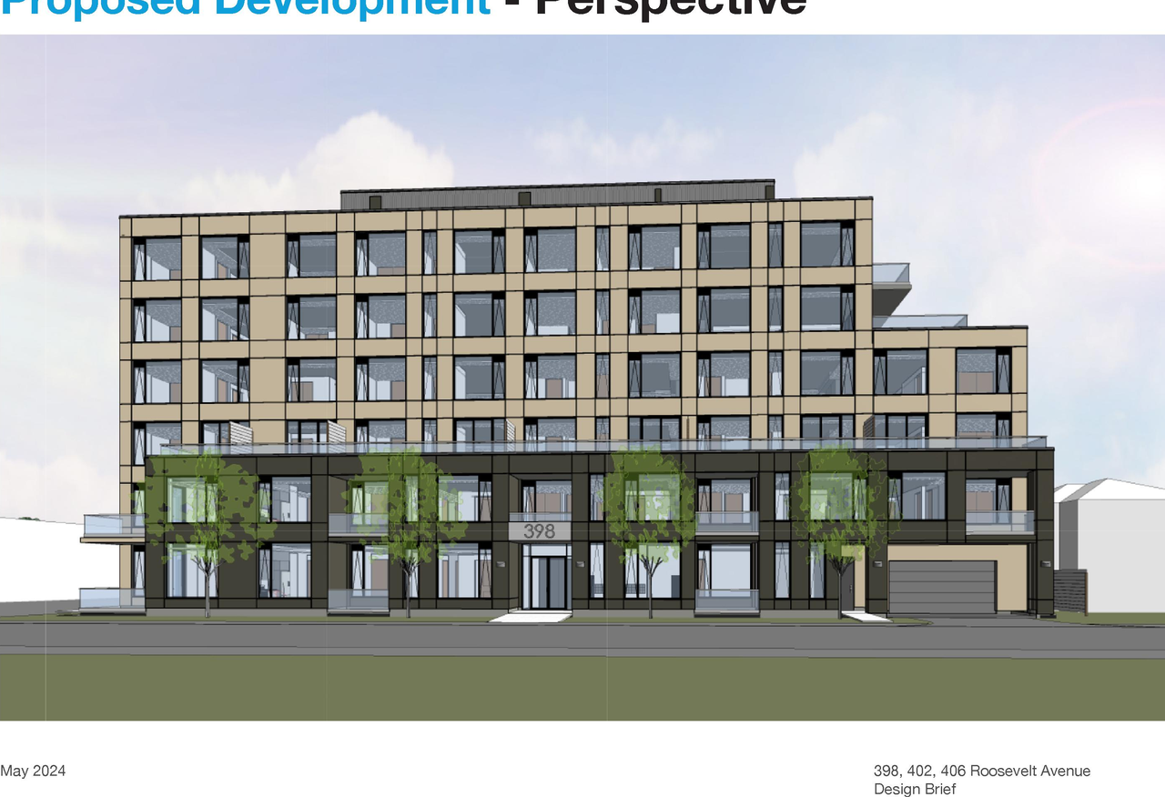 Rendering of building from page 24 of the file '2024-08-09 - Design Brief - D07-12-24-0062'