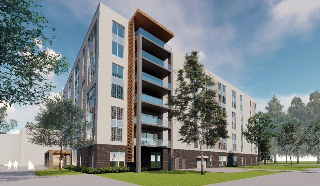Rendering of building from page 10 of the file '2024-07-29 - Urban Design Brief - D07-12-24-0064'