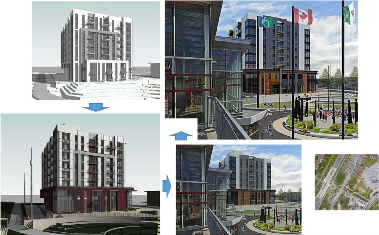 Rendering of building from page 14 of the file '2024-07-24 - Urban Design Brief - D07-12-24-0066'