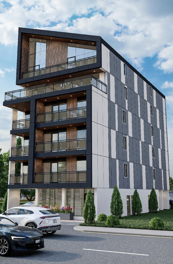 Rendering of building from page 21 of the file '2024-07-23 - Urban Design Brief - D07-12-24-0067'