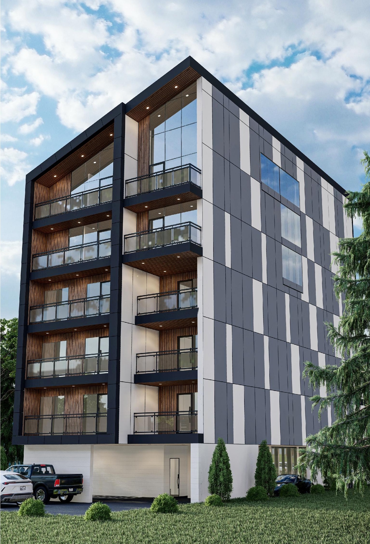 Rendering of building from page 21 of the file '2024-07-23 - Urban Design Brief - D07-12-24-0067'