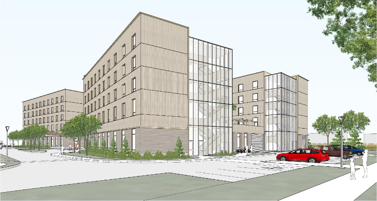 Rendering of building from page 21 of the file '2024-09-04 - Architectural Design Brief - D07-12-24-0068'
