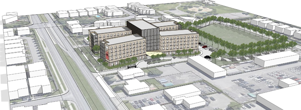 Rendering of building from page 8 of the file '2024-09-04 - Architectural Design Brief - D07-12-24-0068'