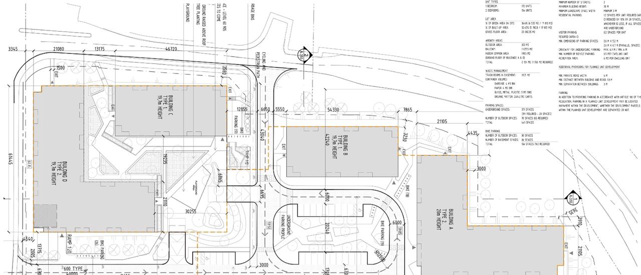 Construction site plan for project from page 21 of the file '2024-07-25 - Urban Design Brief - D07-12-24-0069'