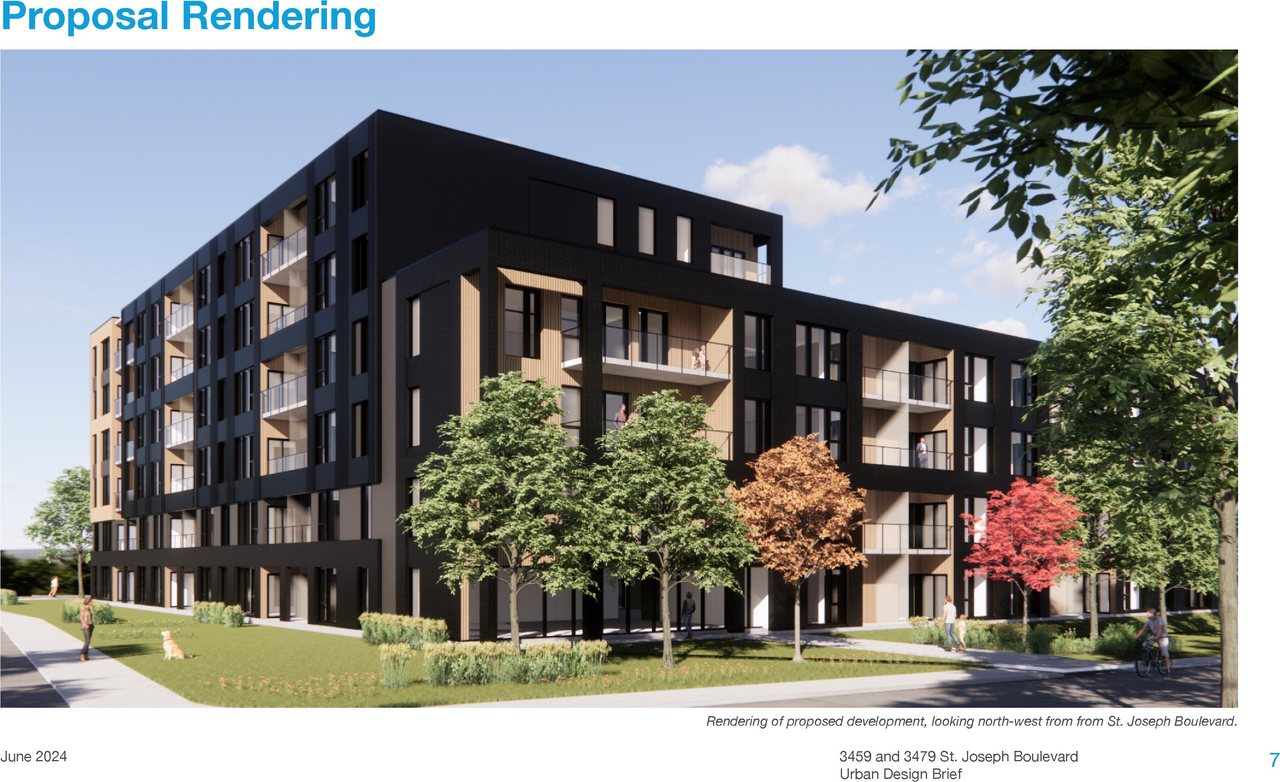 Rendering of building from page 7 of the file '2024-07-25 - Urban Design Brief - D07-12-24-0069'