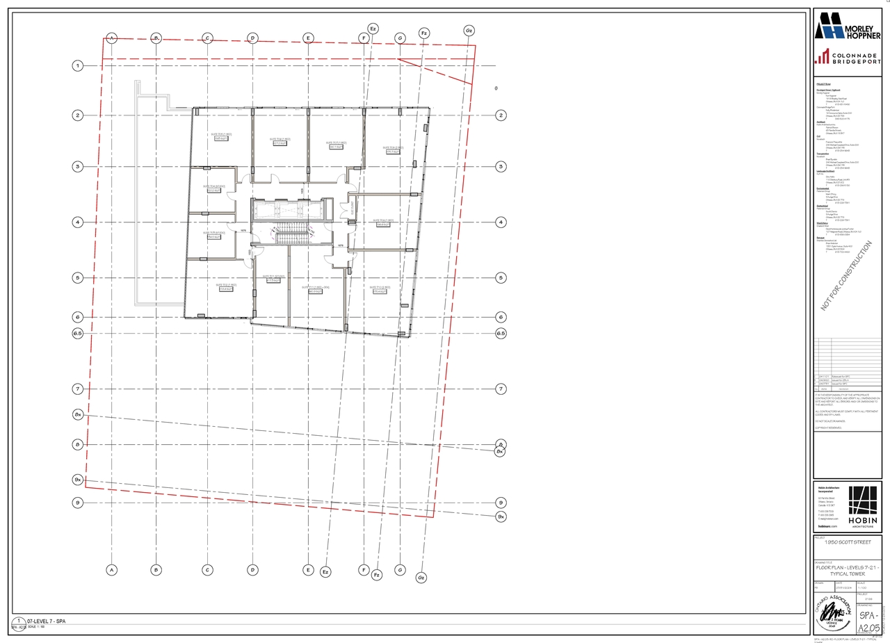Floor plan for project from page 1 of the file '2024-11-04 - Floor Plan Levels 7-21 - Typical Tower - D07-12-24-0072'