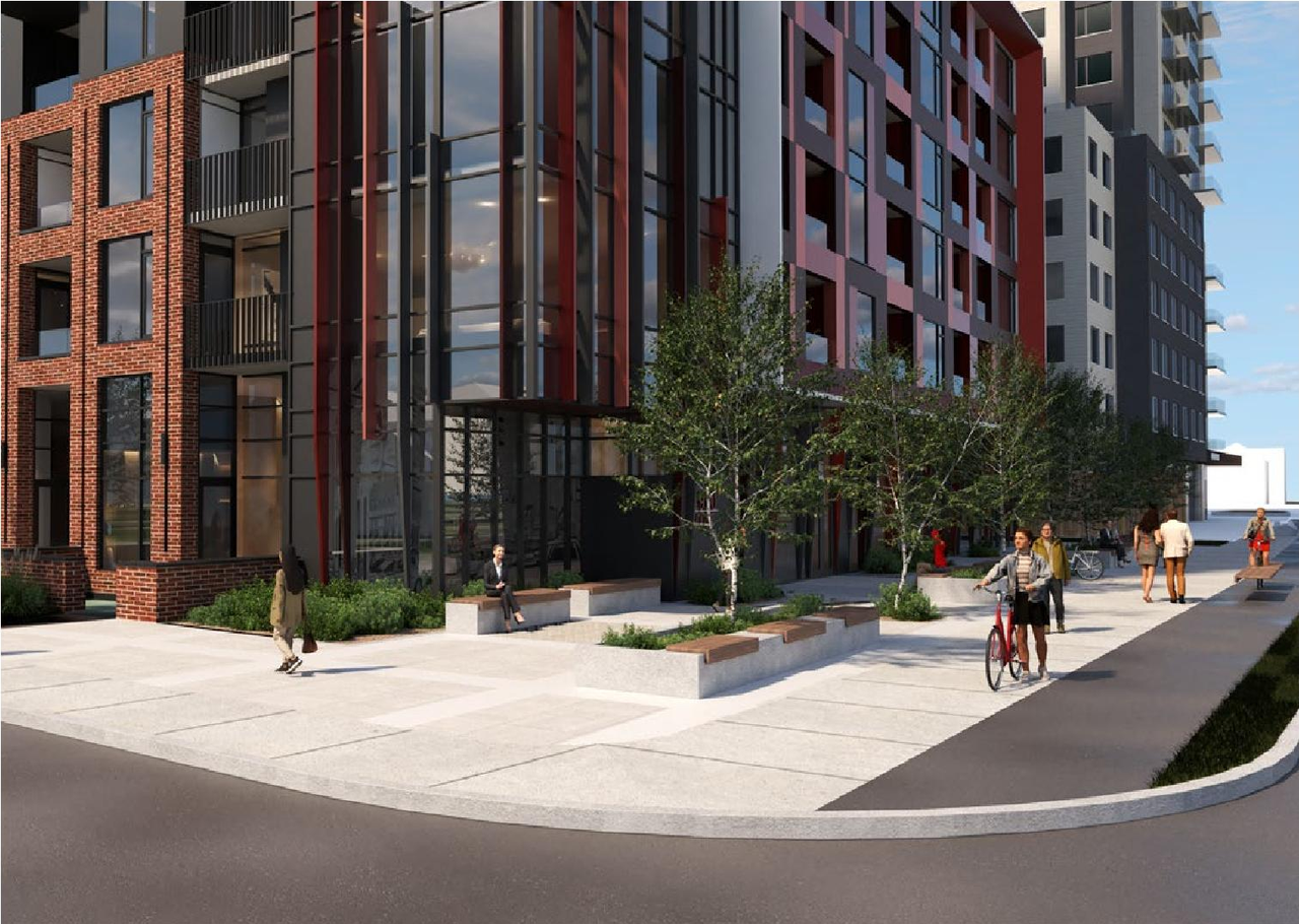 Rendering of building from page 7 of the file '2024-11-04 - Design Brief - D07-12-24-0072'