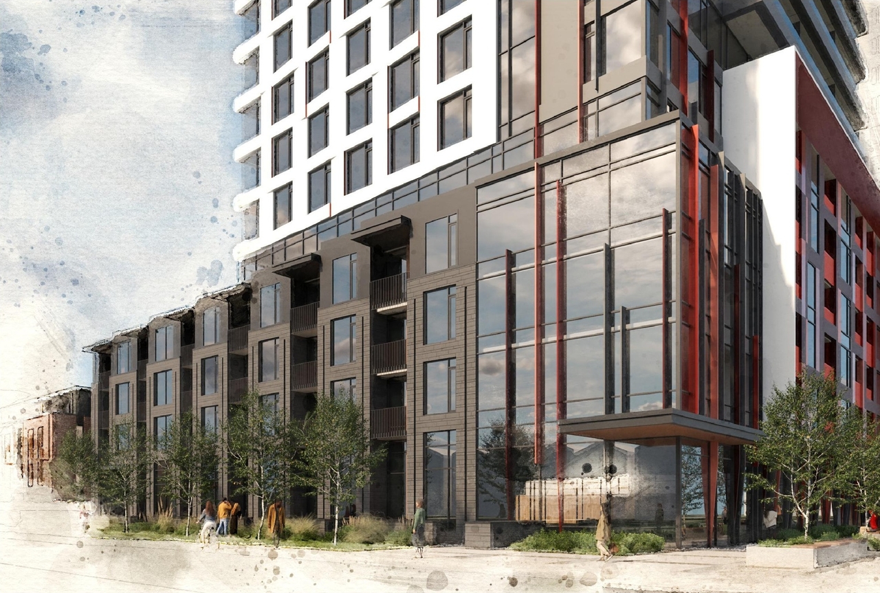 Rendering of building from page 10 of the file '2024-08-02 - Design Brief - D07-12-24-0072'