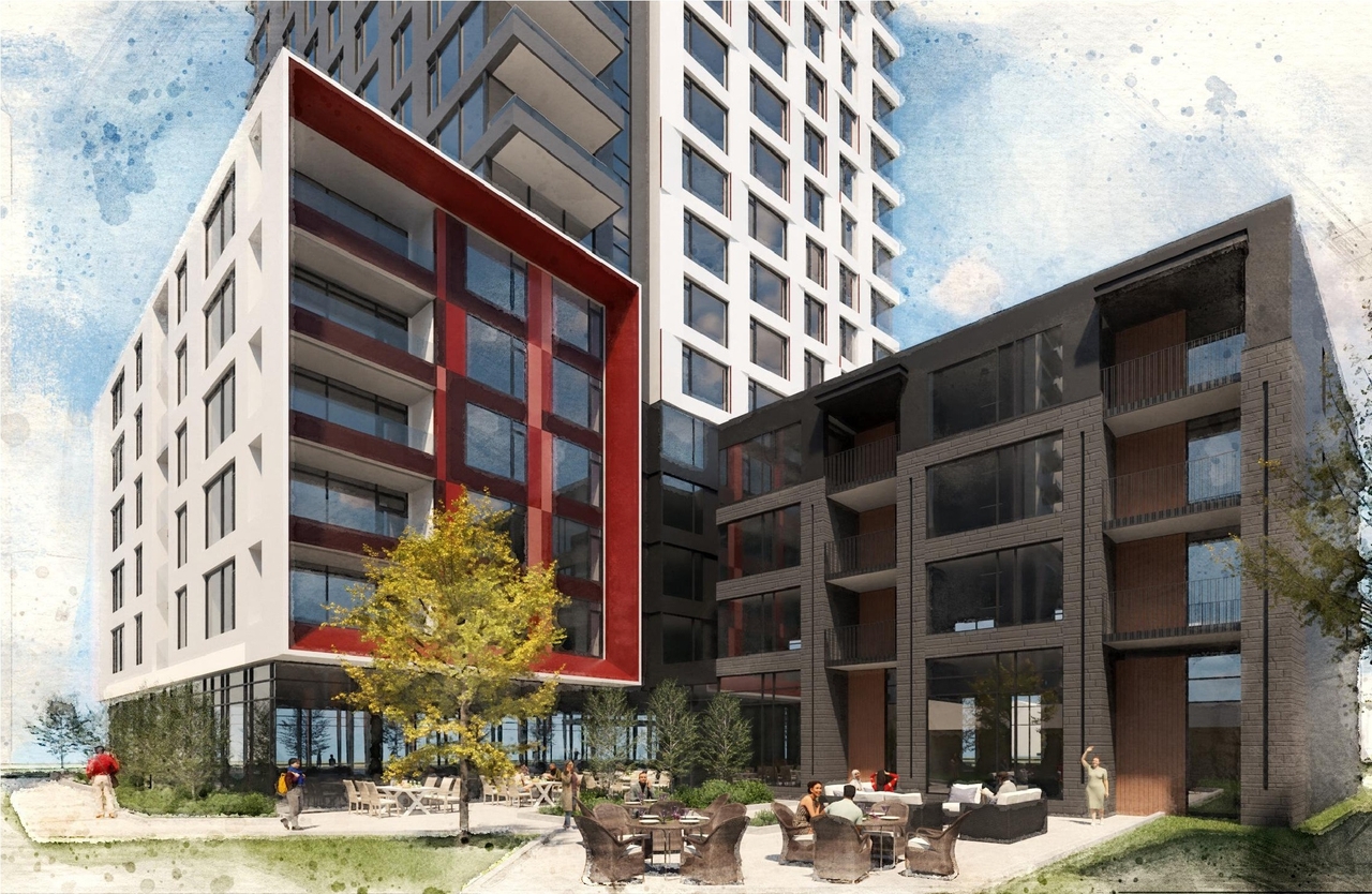 Rendering of building from page 14 of the file '2024-08-02 - Design Brief - D07-12-24-0072'