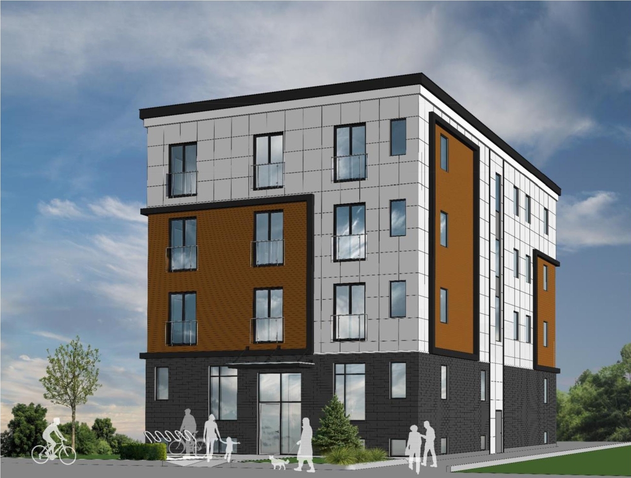 Rendering of building from page 24 of the file '2024-11-04 - Urban Design Brief Policy - D07-12-24-0080'