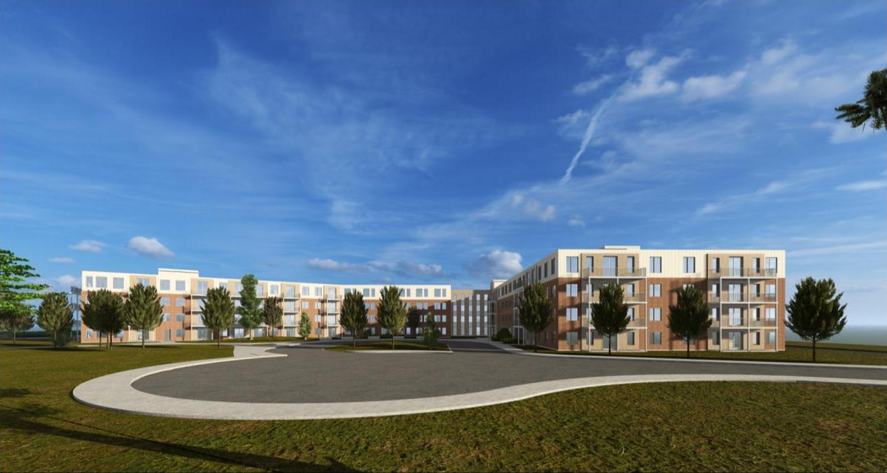 Rendering of building from page 1 of the file '2026-08-10 - APPROVED Urban Design Brief - D07-12-24-0086'
