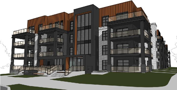 Rendering of building from page 11 of the file '2024-08-21 - Design Brief - D07-12-24-0090'