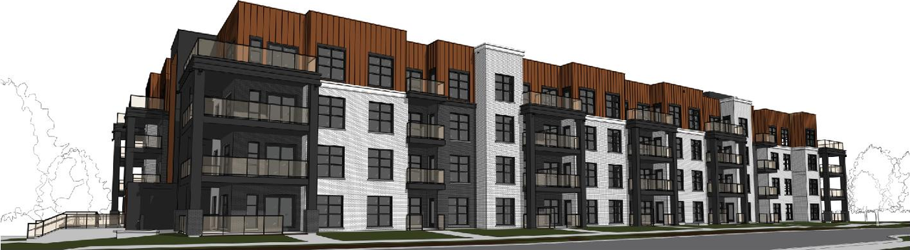 Rendering of building from page 12 of the file '2024-08-21 - Design Brief - D07-12-24-0090'