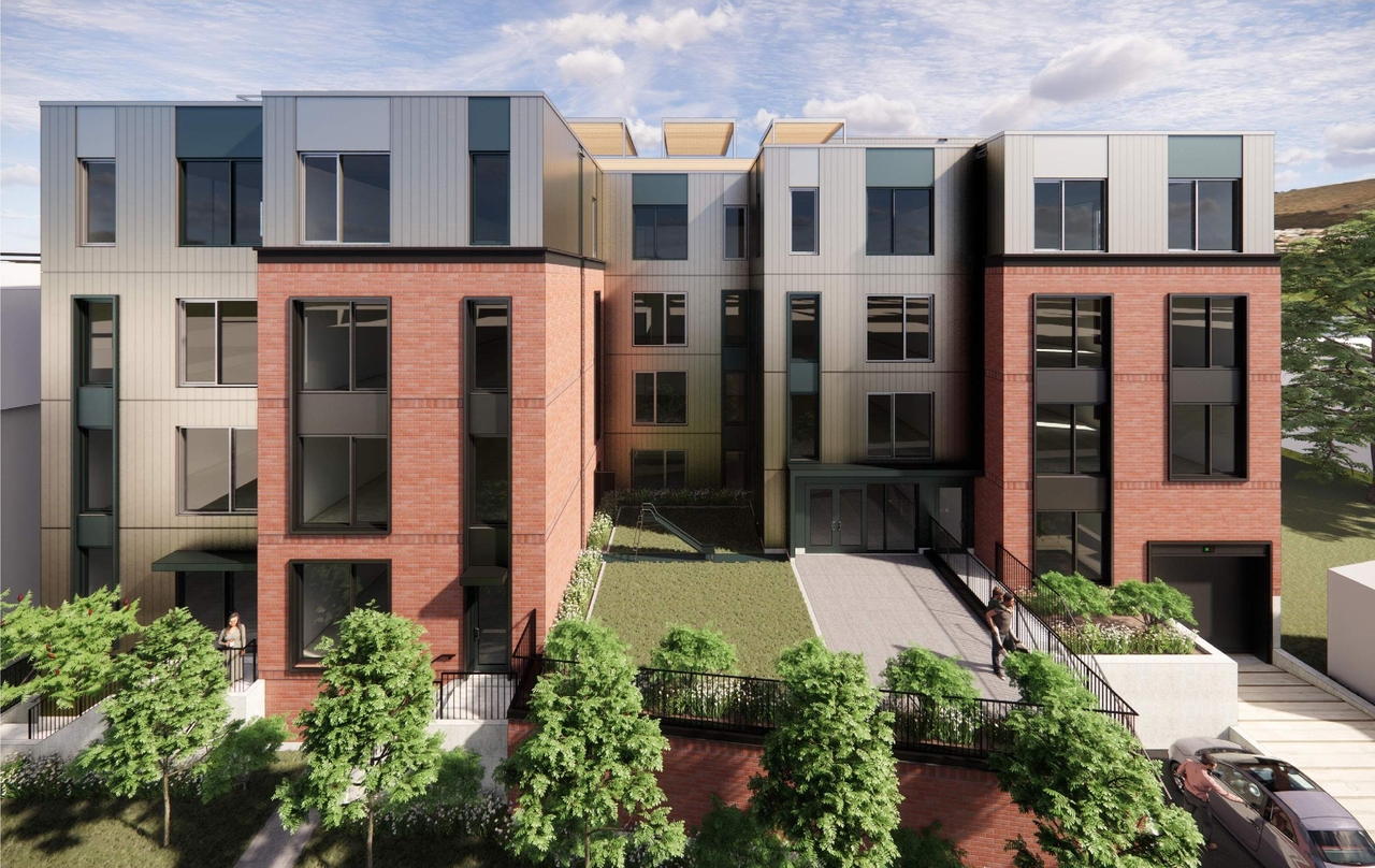 Rendering of building from page 20 of the file '2024-08-27 - Design Brief - D07-12-24-0095'