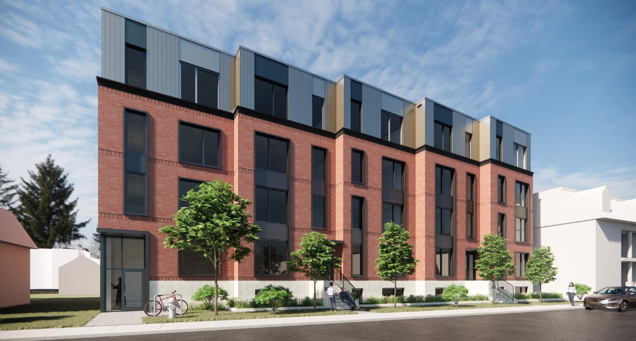 Rendering of building from page 5 of the file '2024-08-27 - Design Brief - D07-12-24-0095'