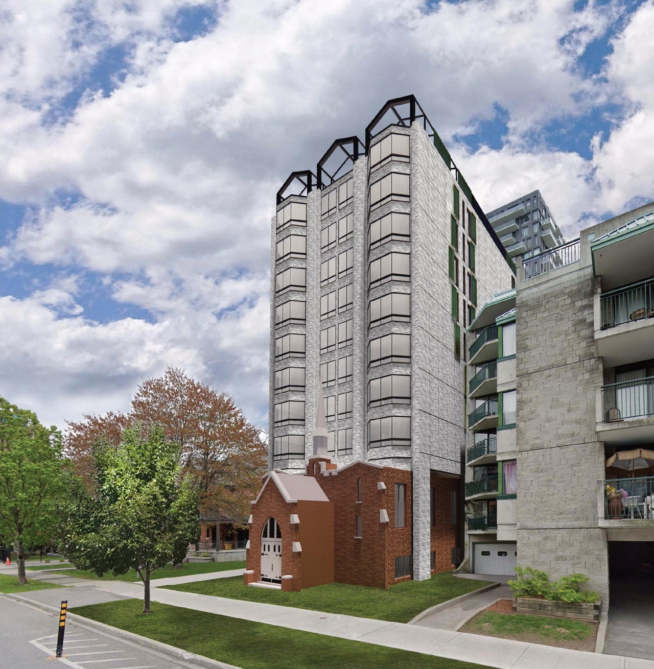 Rendering of building from page 69 of the file '2024-09-19 - Urban Design Review Panel Report - D07-12-24-0107'