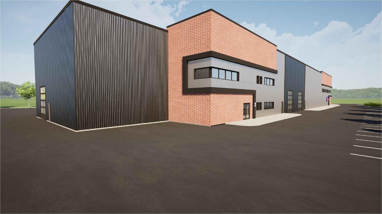 Rendering of building from page 4 of the file '2025-12-03 - Site Plan Fire Route Floor Plans and Elevations - D07-12-24-0112'