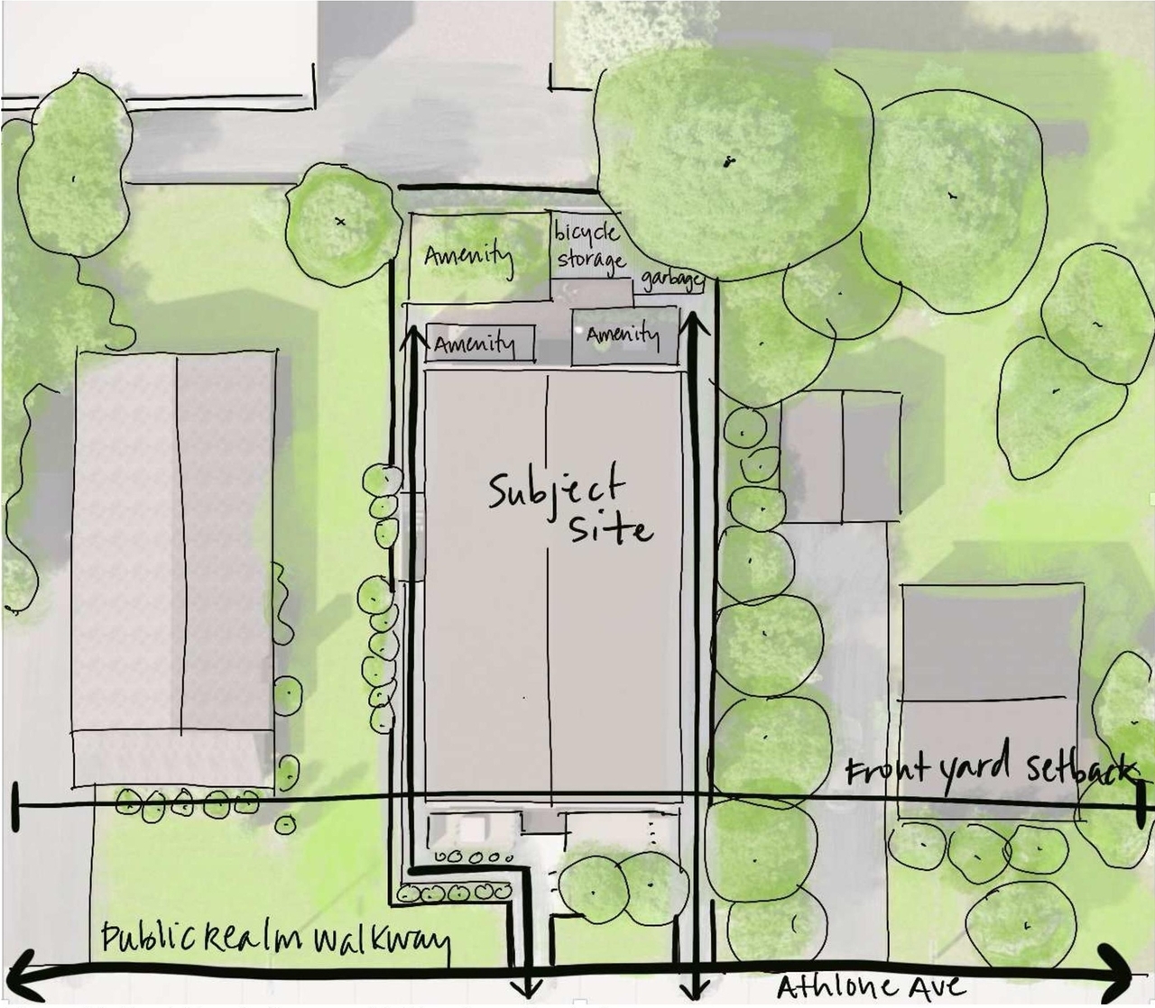 Construction site plan for project from page 36 of the file '2024-10-01 - Urban Design Brief - D07-12-24-0114'