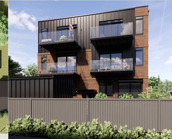 Rendering of building from page 7 of the file '2024-10-01 - Urban Design Brief - D07-12-24-0114'