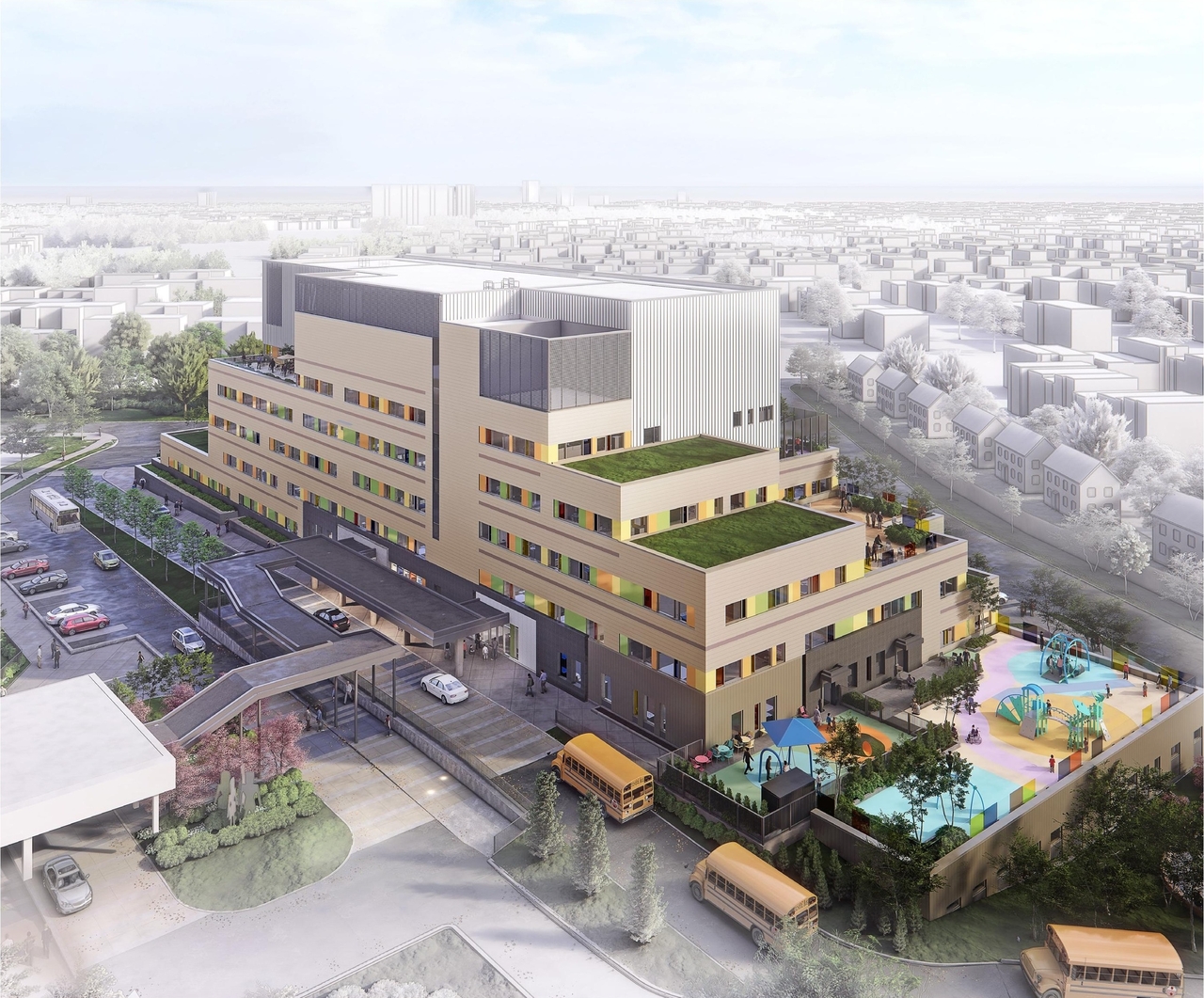 Rendering of building from page 14 of the file '2024-10-09 - Urban Design Brief - D07-12-24-0121'