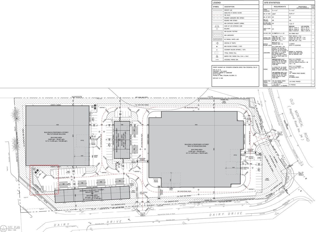 Construction site plan for project from page 28 of the file '2024-10-09 - Design Brief - D07-12-24-0122'
