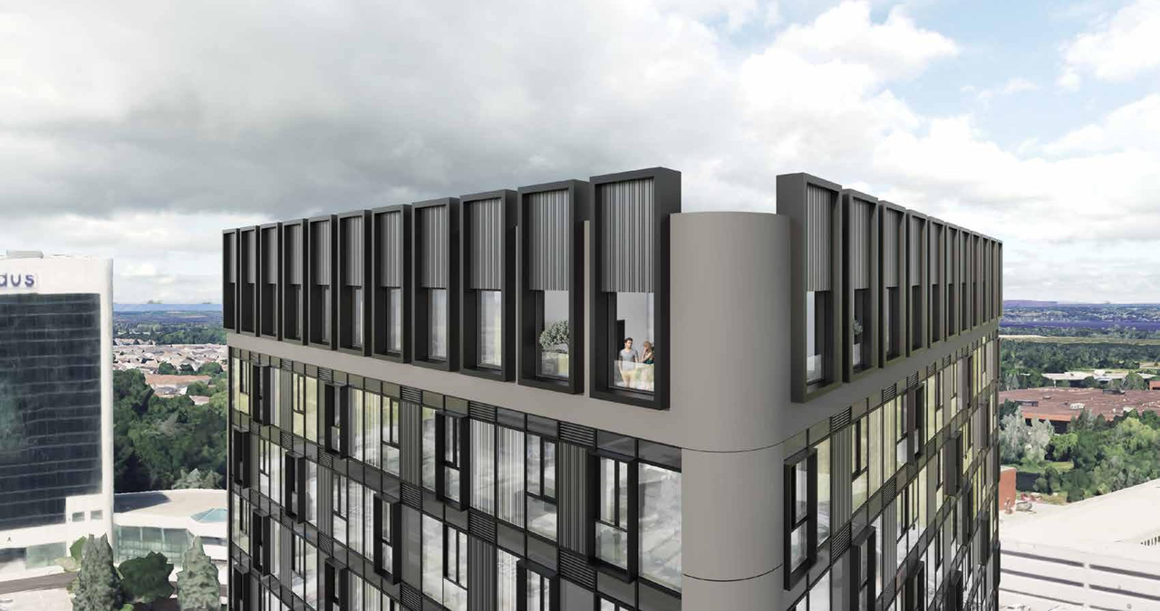 Rendering of building from page 17 of the file '2025-01-17 - Urban Design Brief - D07-12-24-0123'