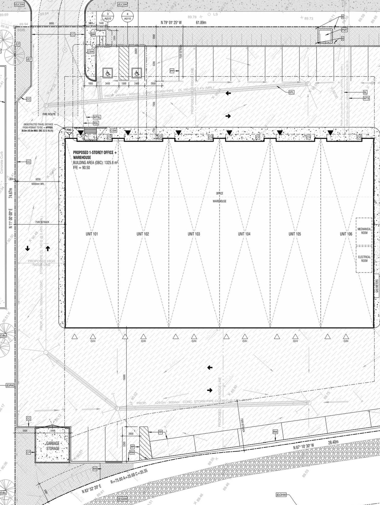 Construction site plan for project from page 12 of the file '2024-10-09 - Design Brief Rev 1 - D07-12-24-0124'