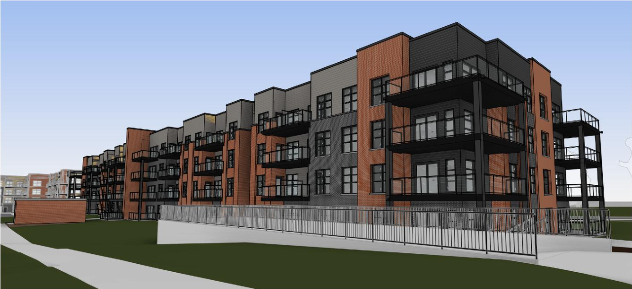 Rendering of building from page 8 of the file '2024-10-11 - Design Brief - D07-12-24-0126'