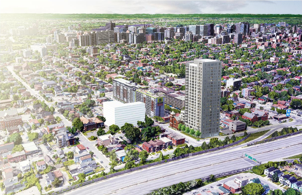 Rendering of building from page 10 of the file '2024-10-11 - Urban Design Brief - D07-12-24-0127'