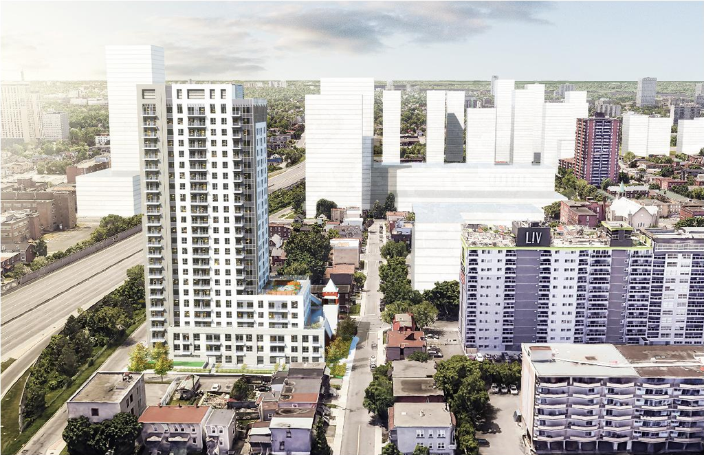 Rendering of building from page 10 of the file '2024-10-11 - Urban Design Brief - D07-12-24-0127'