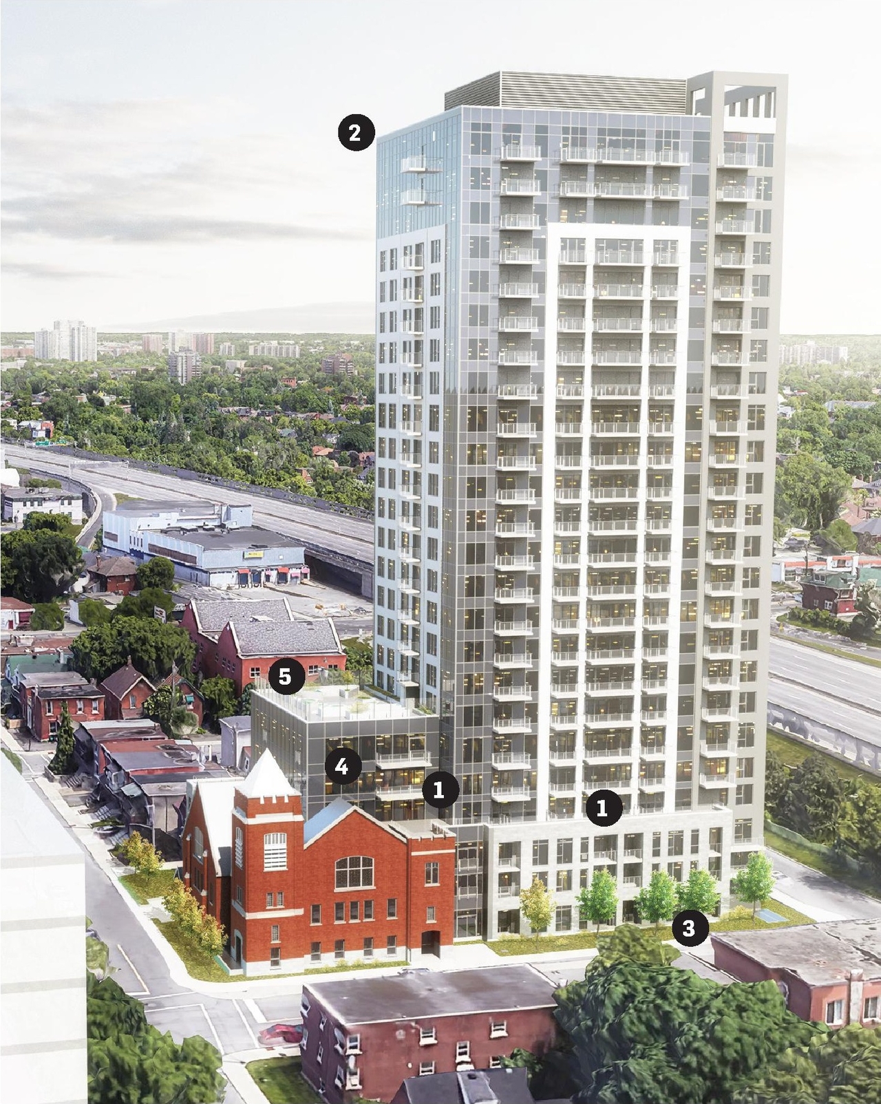 Rendering of building from page 24 of the file '2024-10-11 - Urban Design Brief - D07-12-24-0127'