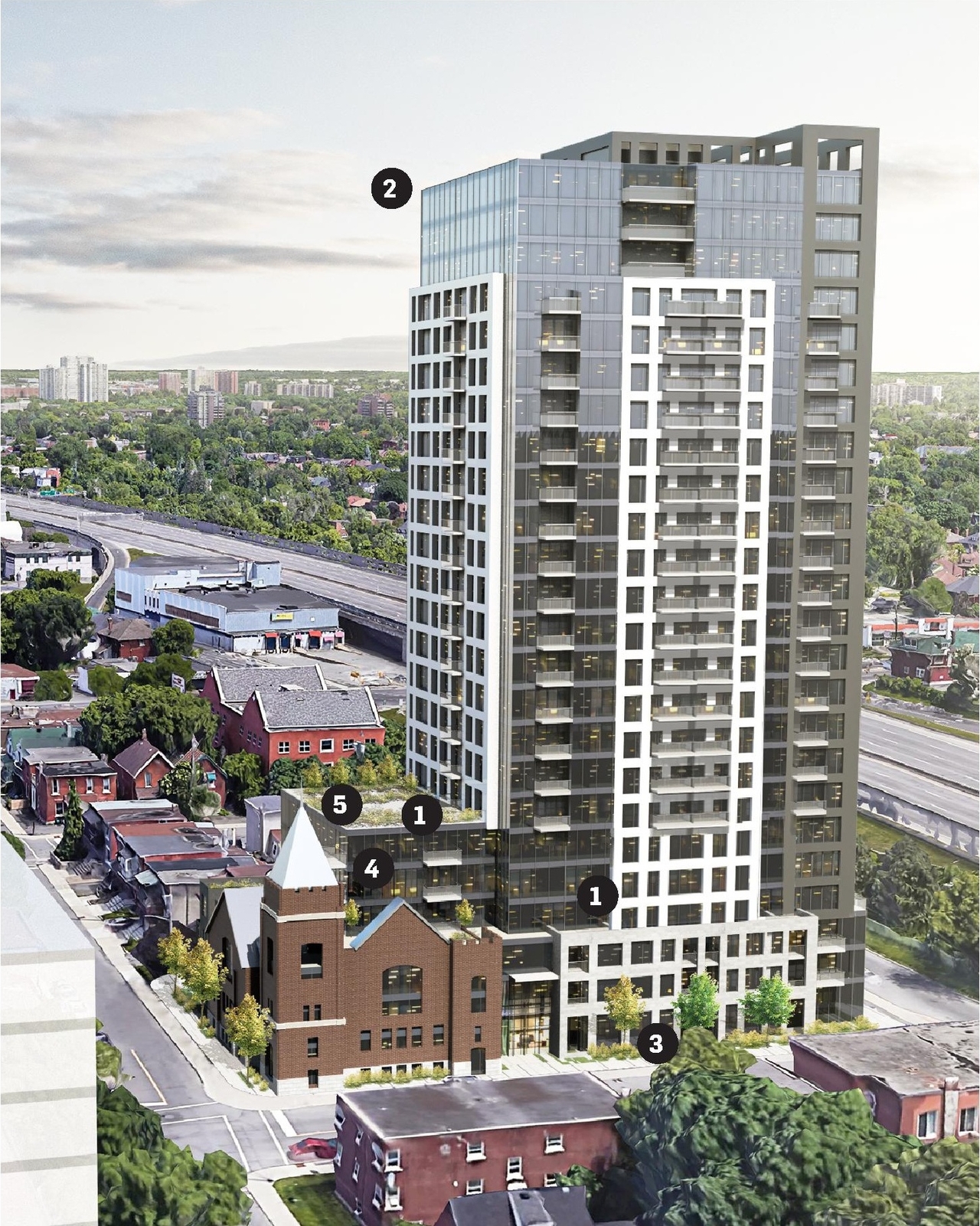 Rendering of building from page 24 of the file '2024-10-11 - Urban Design Brief - D07-12-24-0127'