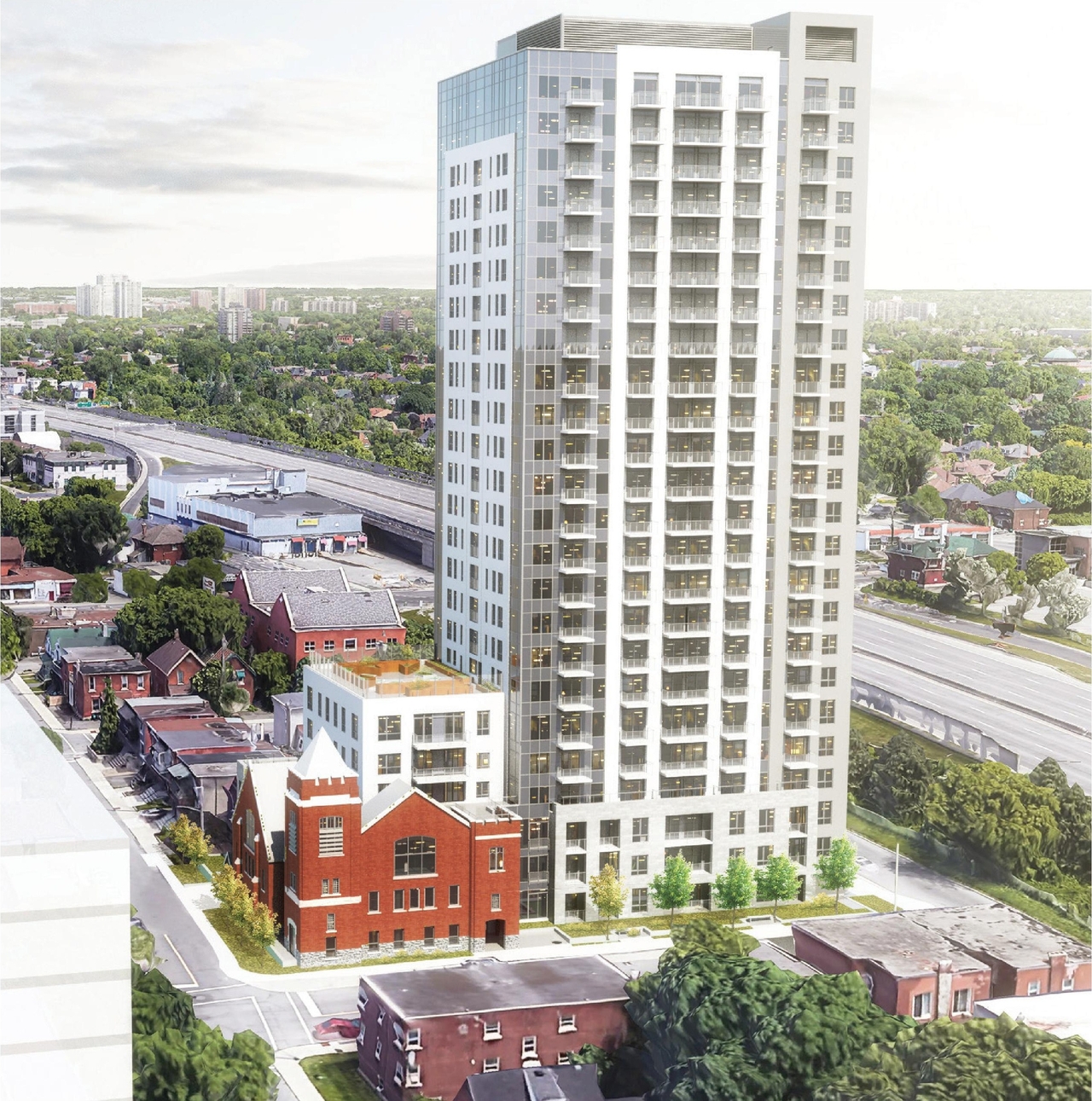 Rendering of building from page 26 of the file '2024-10-11 - Urban Design Brief - D07-12-24-0127'