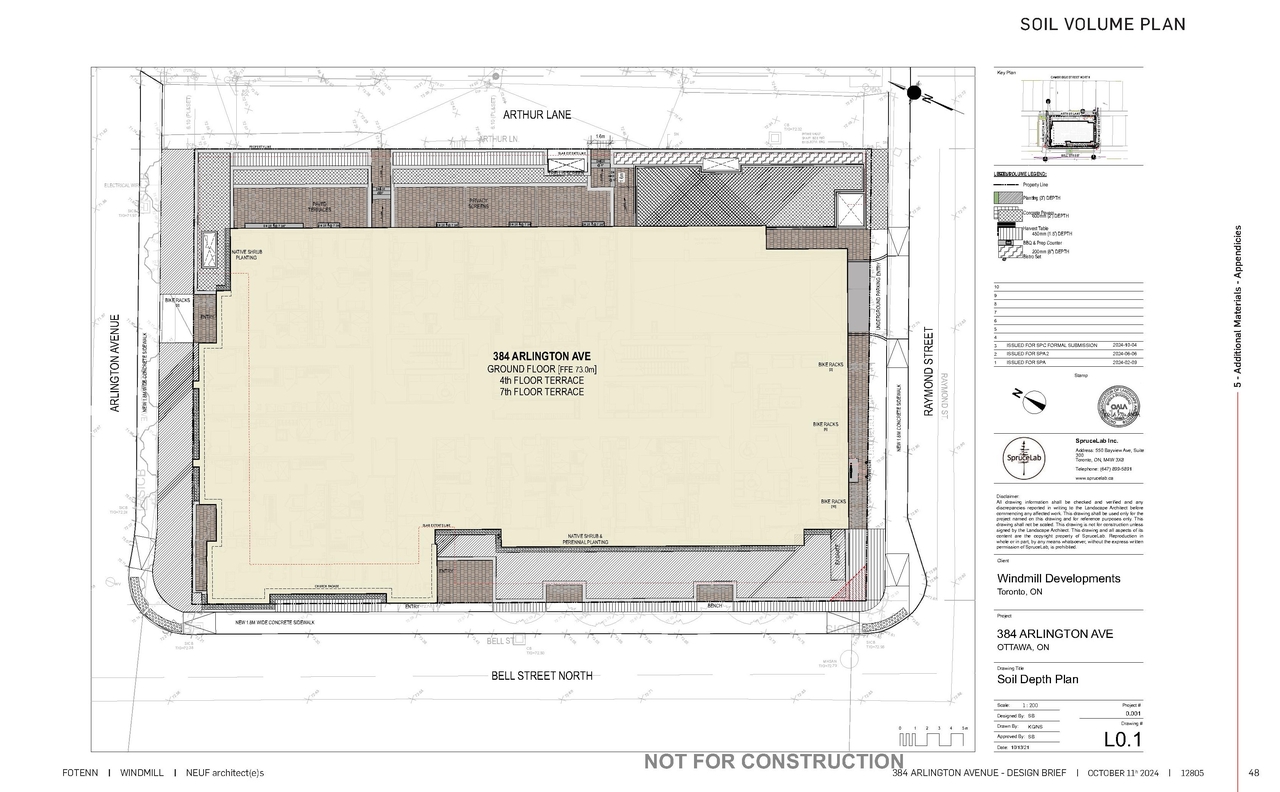 Construction site plan for project from page 48 of the file '2024-10-11 - Urban Design Brief - D07-12-24-0127'
